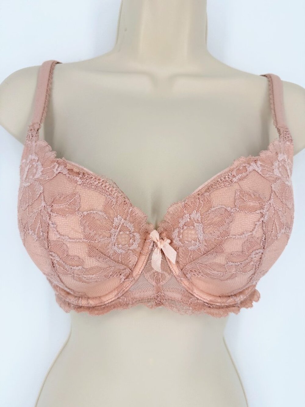 Victoria's Secret Blush Rose Nude Lace Lined Demi Bra 34DD